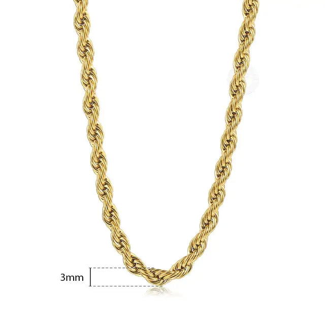 Rope Ketting 3MM (Goud)